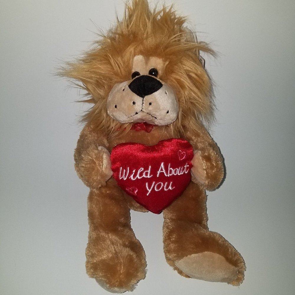 Dan Dee Lion Plush Valentine's Day Lovey 12" Gift Red Heart Wild About You w/TAG
